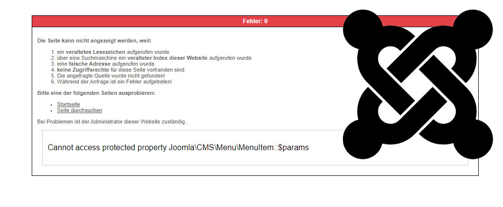 Joomla 4 Menu Item Params Fehler
