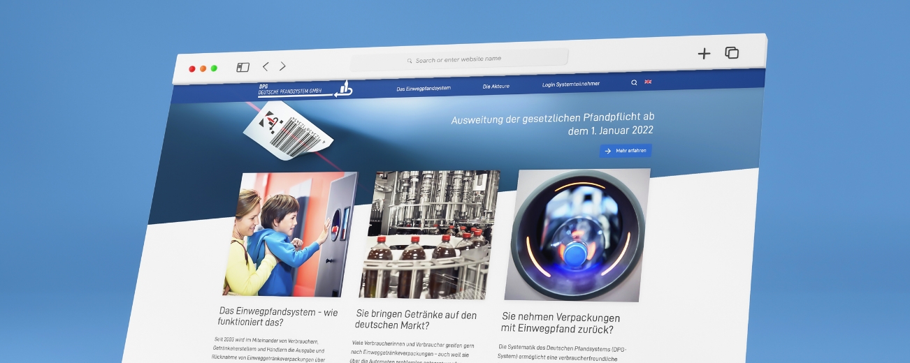 Startseite der Website Entwicklung für DPG